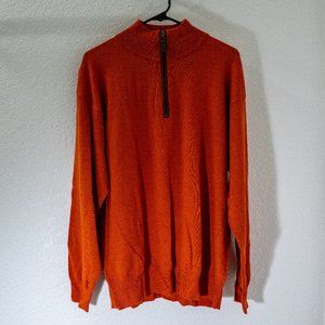 Orvis Sweater Wool Orange 1/4 Zip Size Large (never worn)